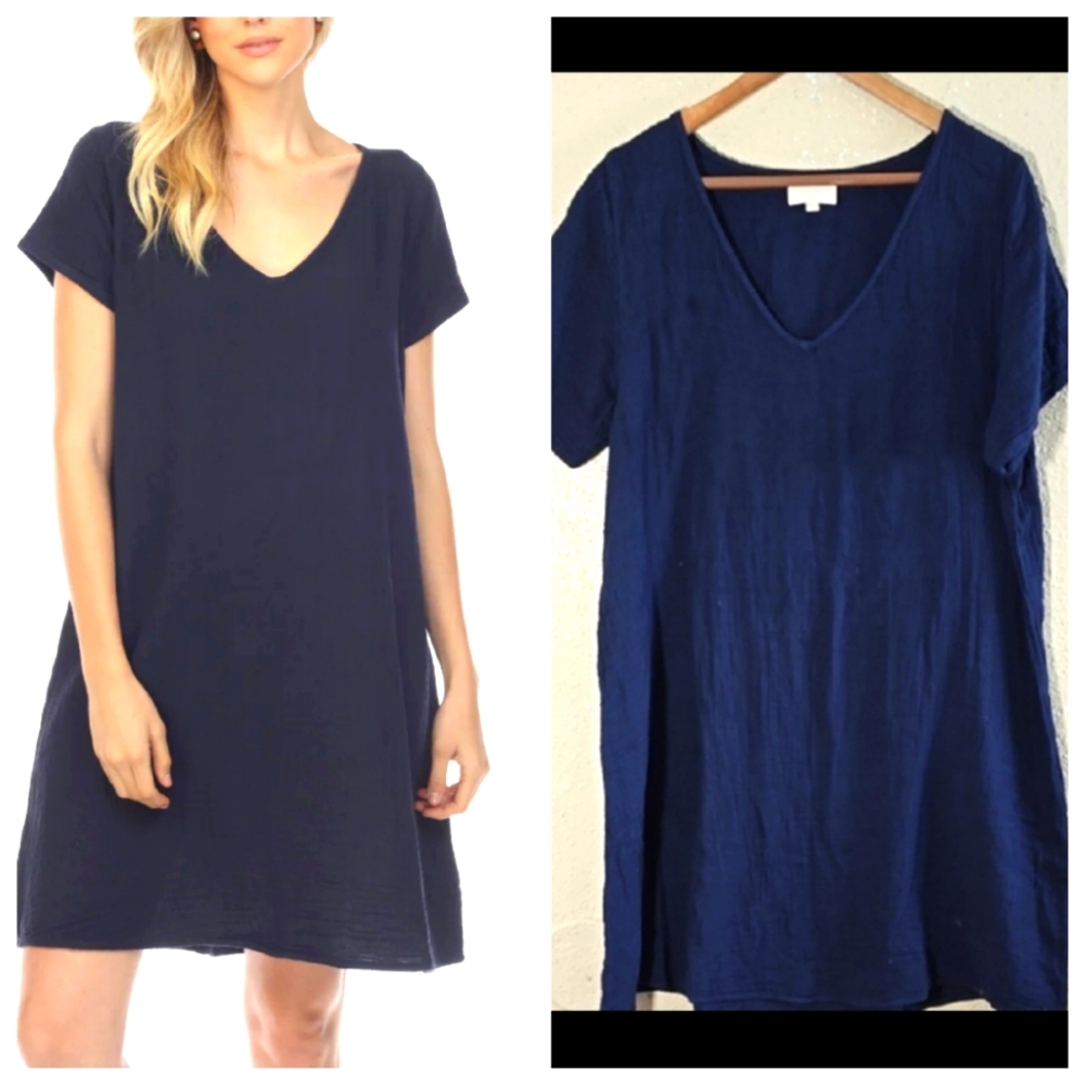 Honest Cotton Navy V-Neck Women's Top